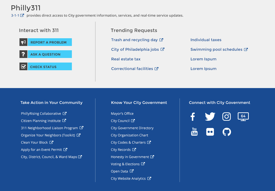 Screenshot of the phila.gov footer